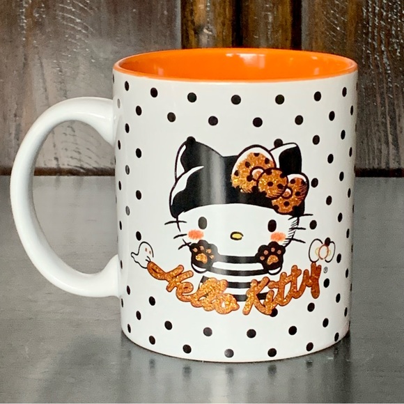 Hello Kitty Cat Burglar 20oz Ceramic Halloween Mug - Polka Dots Ghosts - Picture 5 of 9